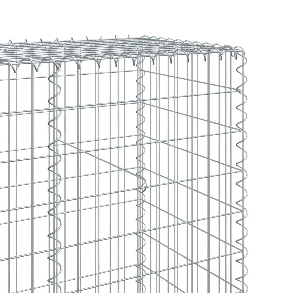 Gabion Basket 1000x50x200 cm Silver Galvanised Iron Wire with Cover for Garden Retaining Wall and Outdoor Decoration