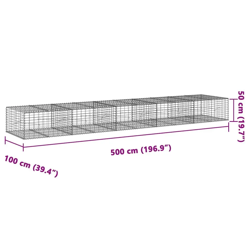 Gabion Basket Galvanised Iron 500x100x50 cm Silver Garden Retaining Wall