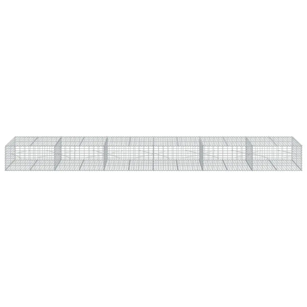 Gabion Basket 600x100x50 cm Silver Galvanised Iron Wire with Cover for Garden Retaining