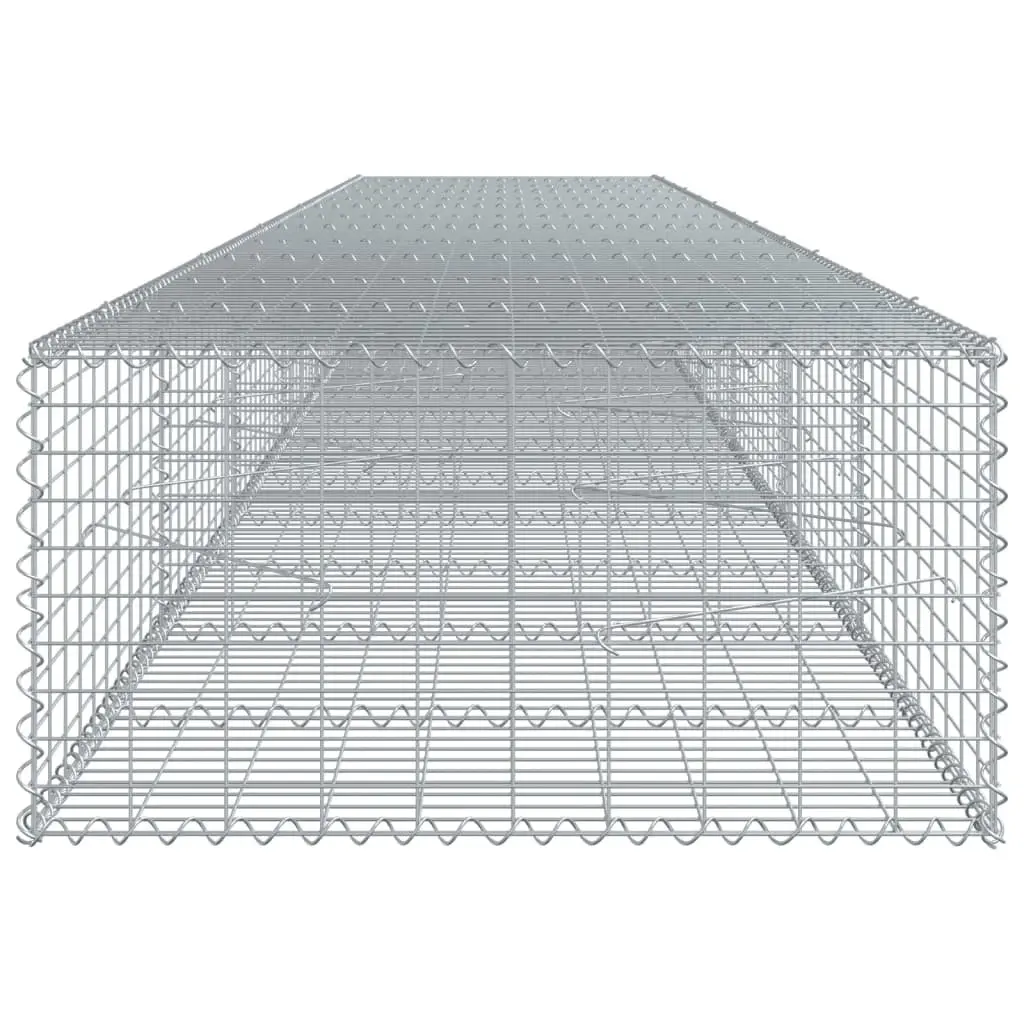 Gabion Basket 600x100x50 cm Silver Galvanised Iron Wire with Cover for Garden Retaining