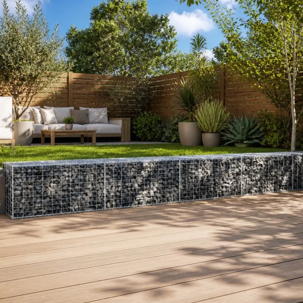 Gabion Basket Silver Galvanised Iron 700x100x50 cm Garden Retaining Wall