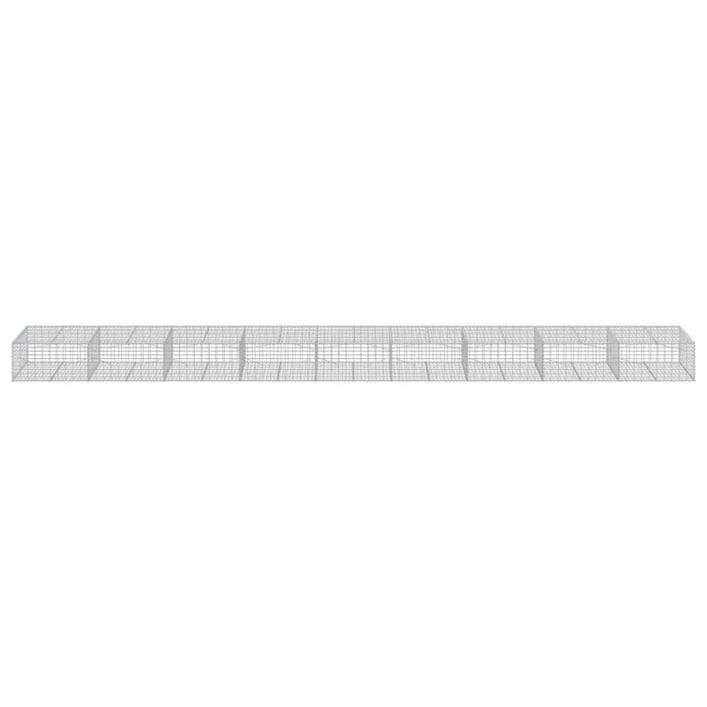 Gabion Basket 900x100x50cm Galvanised Iron Wire for Garden Retaining Wall Silver with Cover