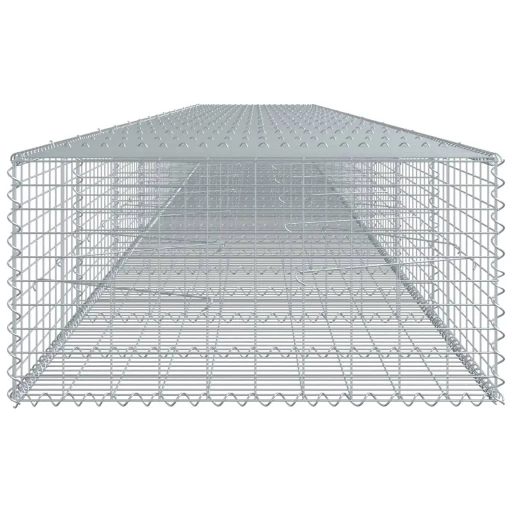 Gabion Basket 900x100x50cm Galvanised Iron Wire for Garden Retaining Wall Silver with Cover