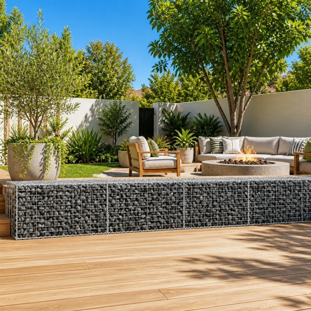 Gabion Basket Galvanised Iron 1100x100x50 cm Silver Garden Landscaping Retaining Wall