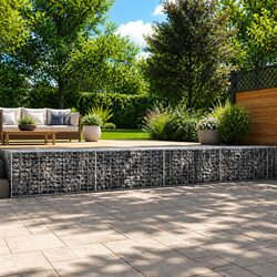 Gabion Basket with Cover 1200x100x50 cm Silver Metal Garden Retaining Wall