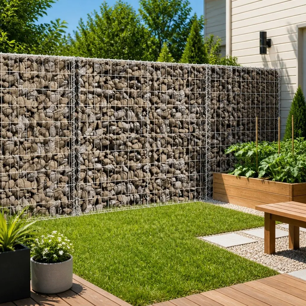 Gabion Basket Silver Galvanised Iron Wire 100x100x100 cm Garden Landscaping