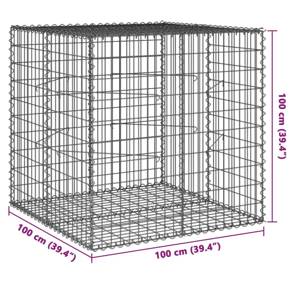 Gabion Basket Silver Galvanised Iron Wire 100x100x100 cm Garden Landscaping