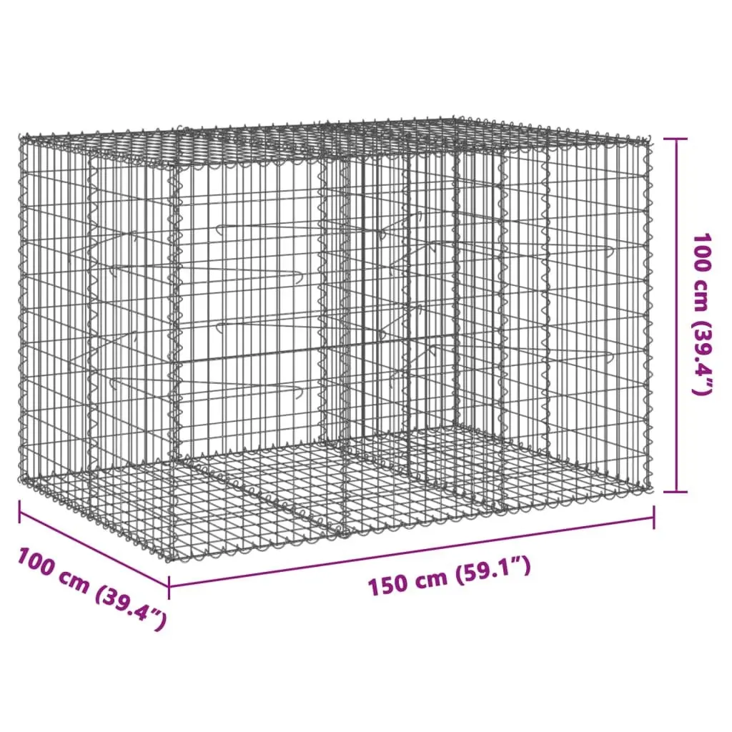 Gabion Basket Galvanised Iron Wire 150x100x100 cm Silver Outdoor Garden Retaining Wall Decor