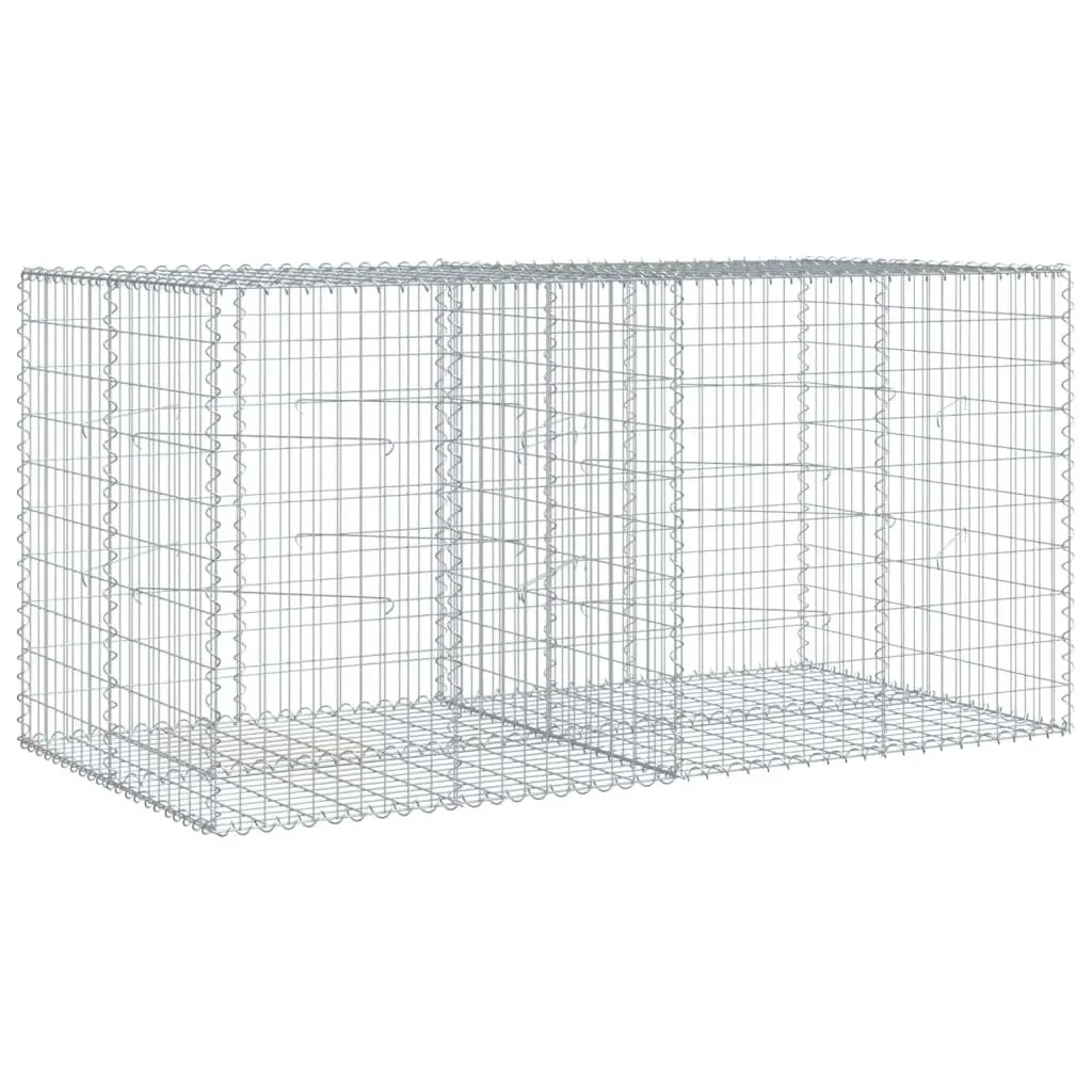Garden Cage Gabion Basket 200x100x100cm Silver Galvanised Iron Wire with Cover