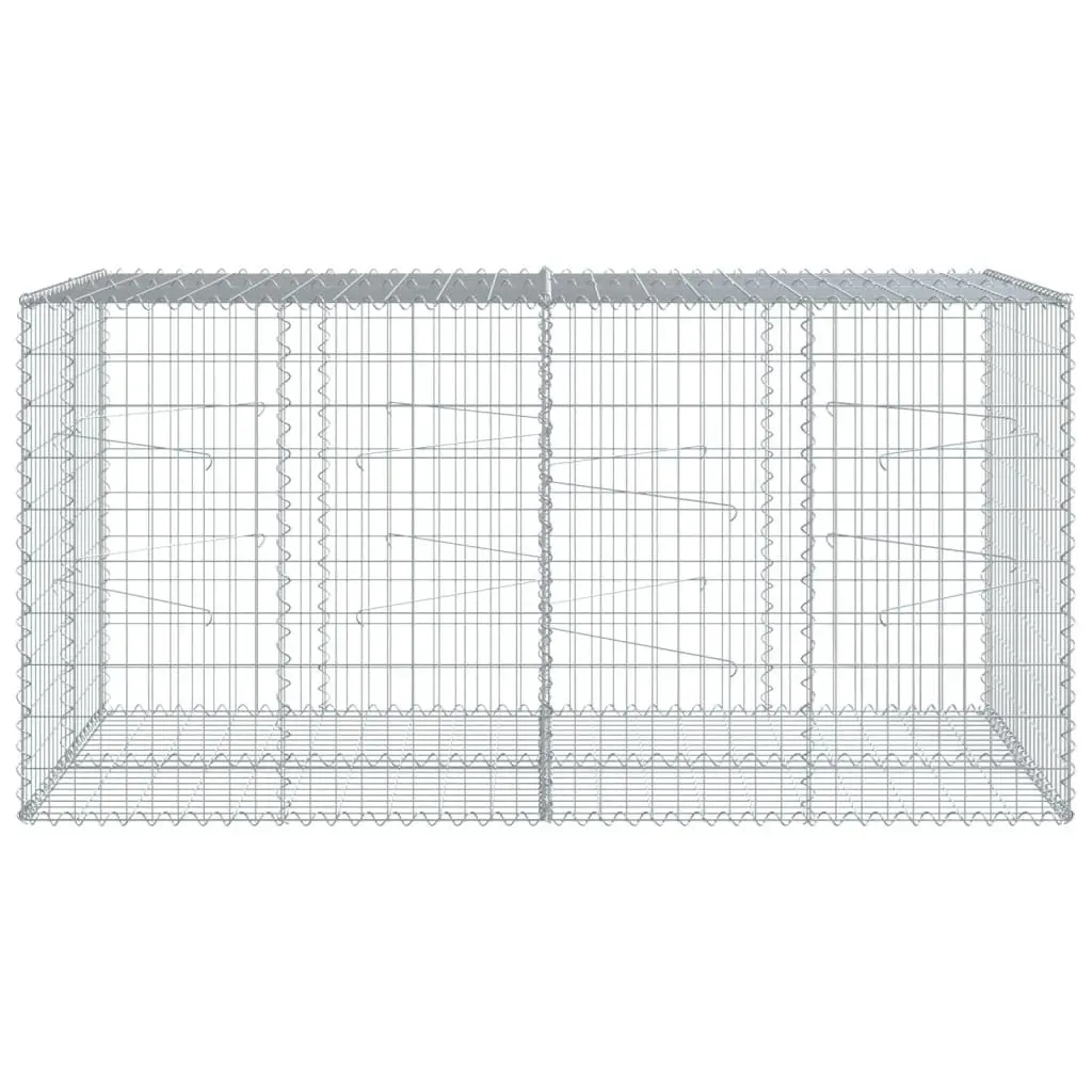 Garden Cage Gabion Basket 200x100x100cm Silver Galvanised Iron Wire with Cover