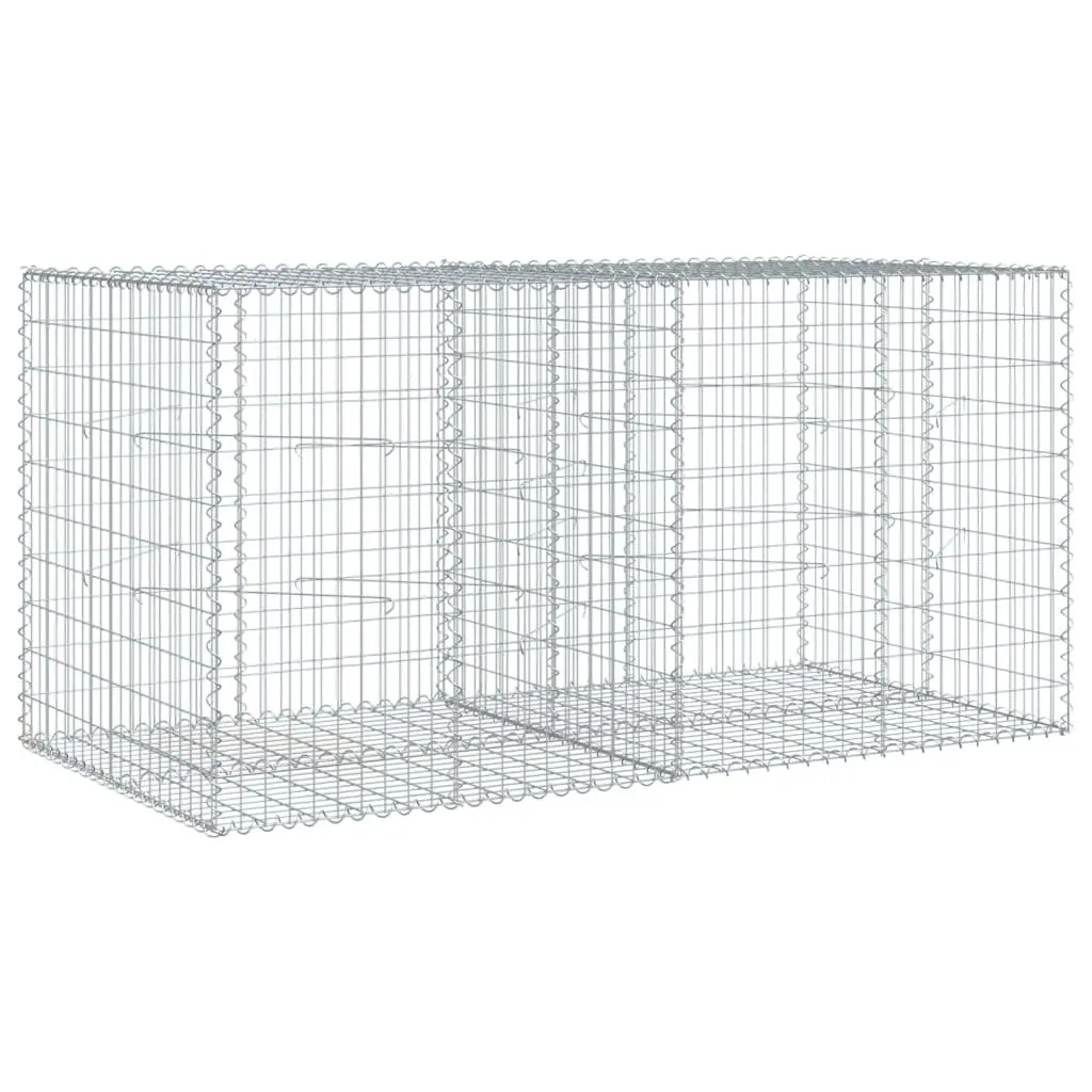 Garden Cage Gabion Basket 200x100x100cm Silver Galvanised Iron Wire with Cover