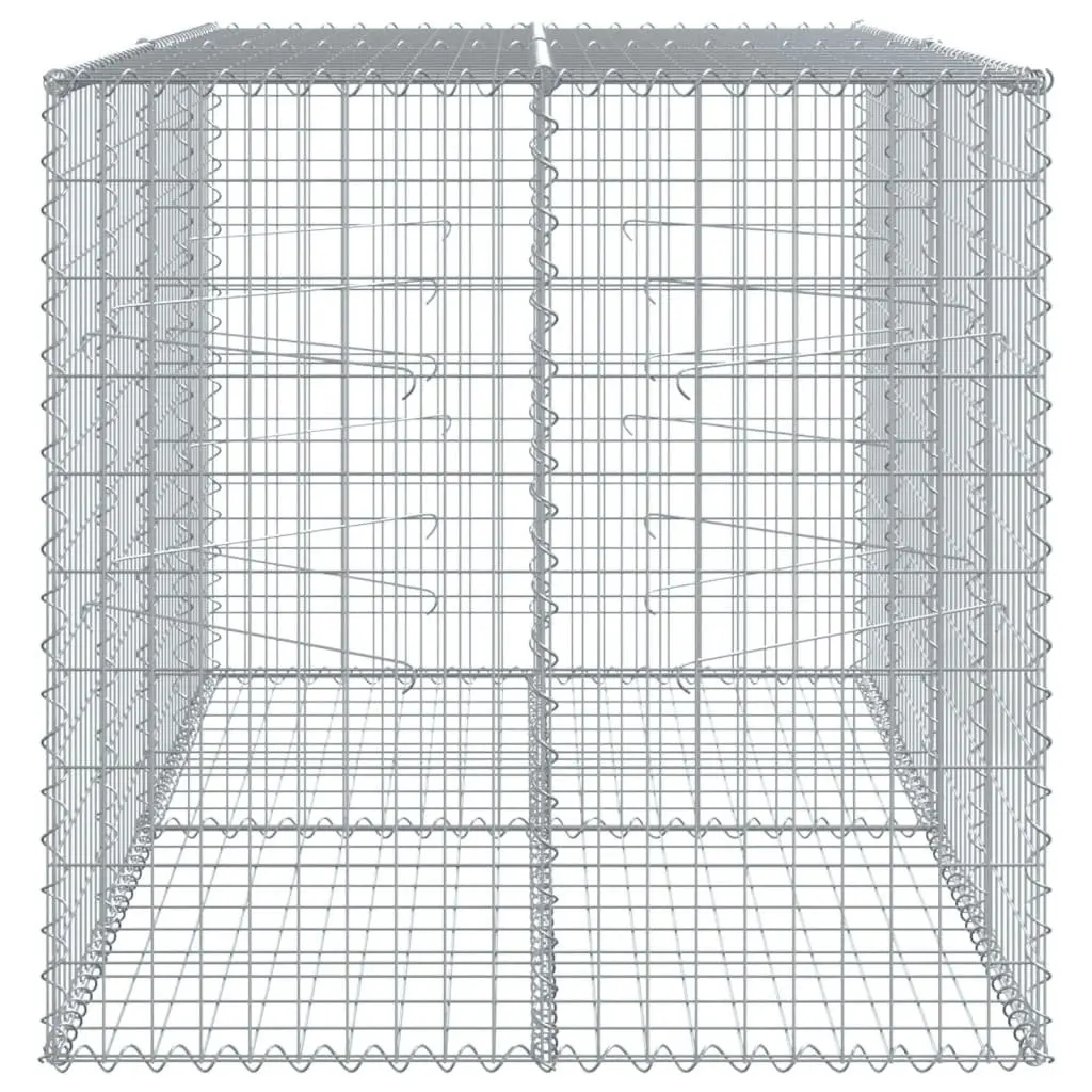 Garden Cage Gabion Basket 200x100x100cm Silver Galvanised Iron Wire with Cover