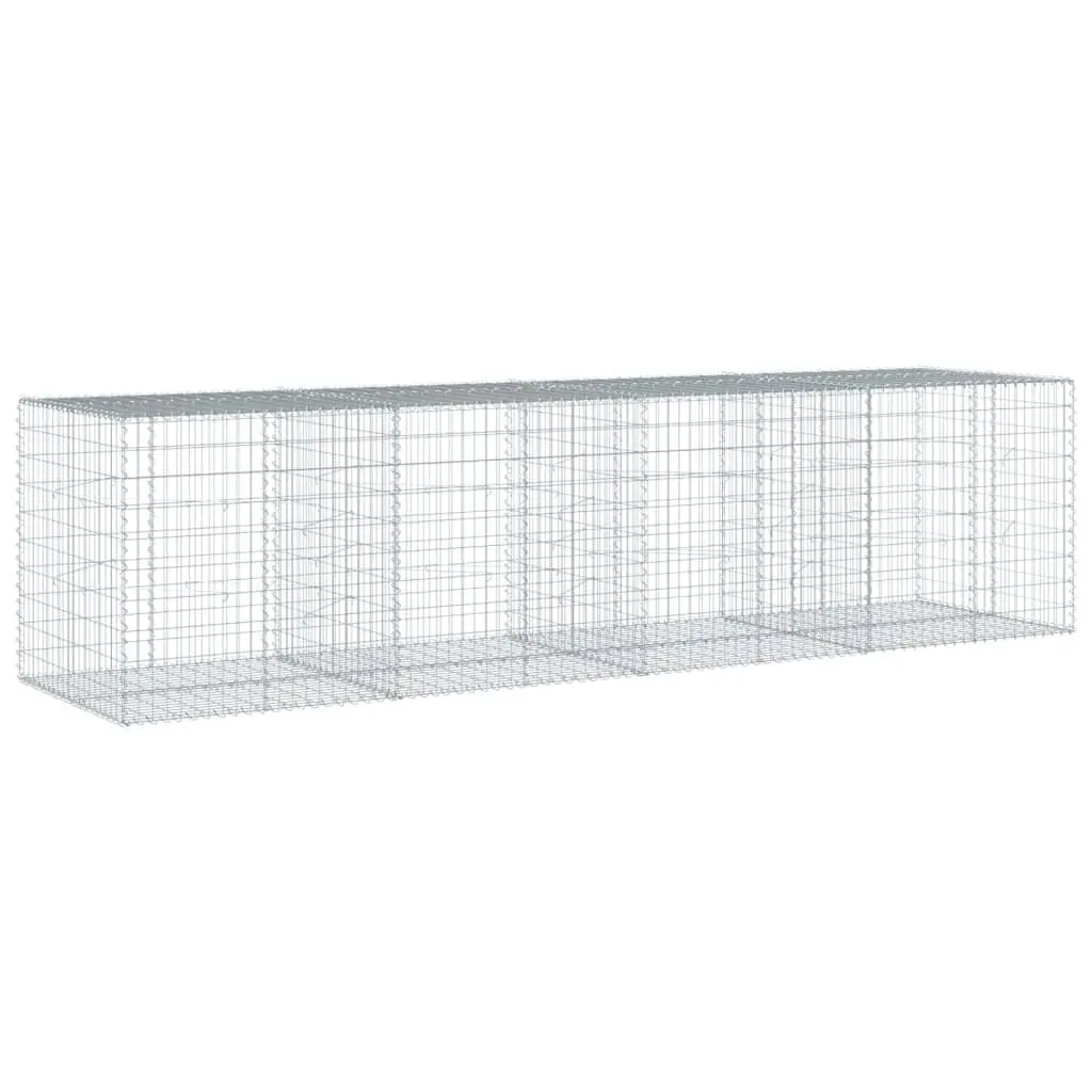 Gabion Basket Galvanised Iron Wire Cage with Cover 400cm x 100cm x 100cm for Garden Landscaping and Outdoor Decor