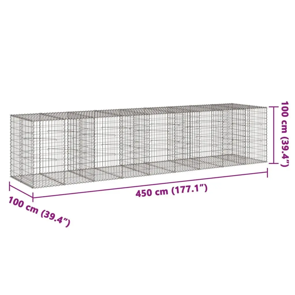 Gabion Basket Galvanised Iron Wire 450x100x100 cm Silver