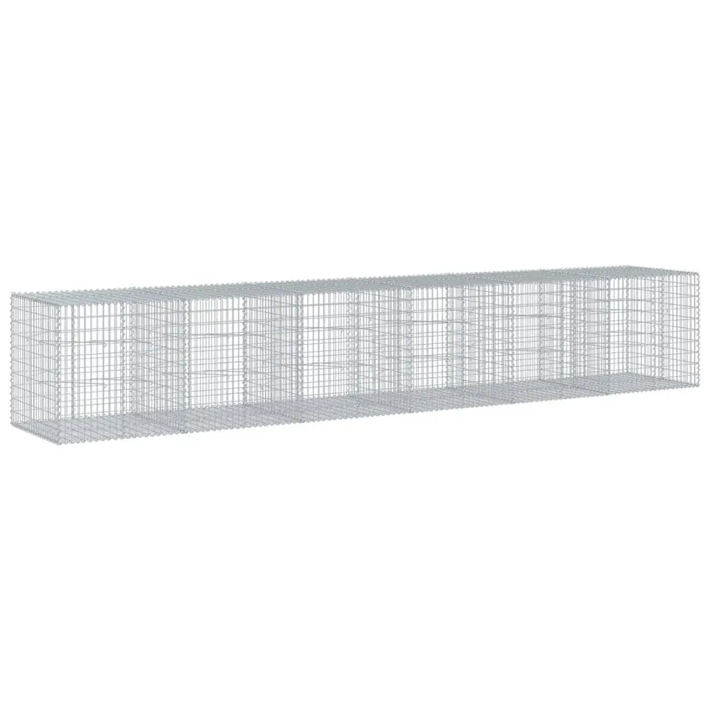 Gabion Basket with Cover 600x100x100 cm Garden Retaining Wall Wire Cage