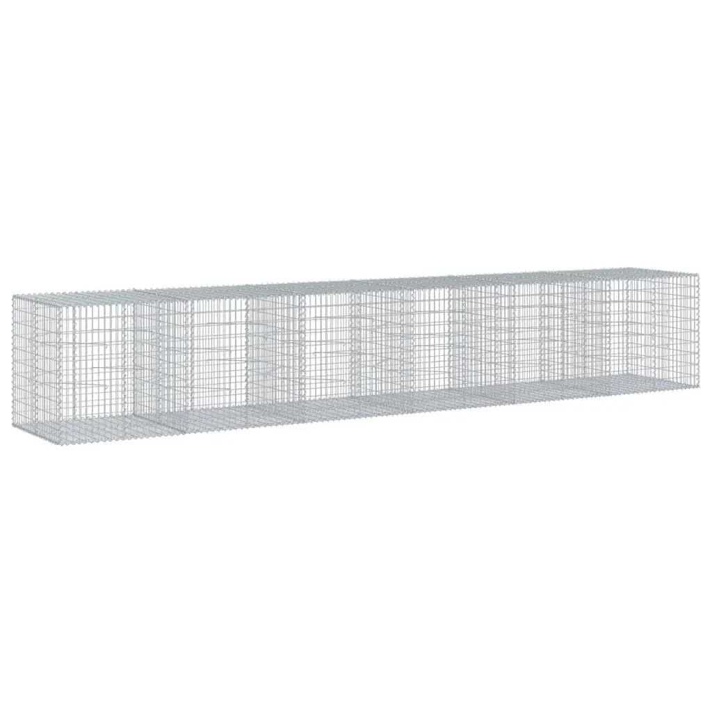 Gabion Basket with Cover 600x100x100 cm Garden Retaining Wall Wire Cage