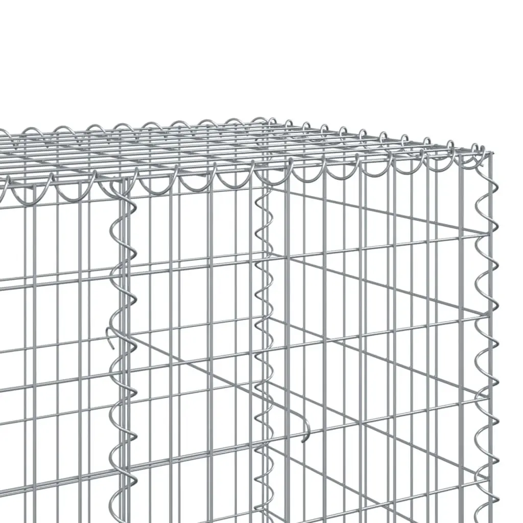 Gabion Basket with Cover 600x100x100 cm Garden Retaining Wall Wire Cage