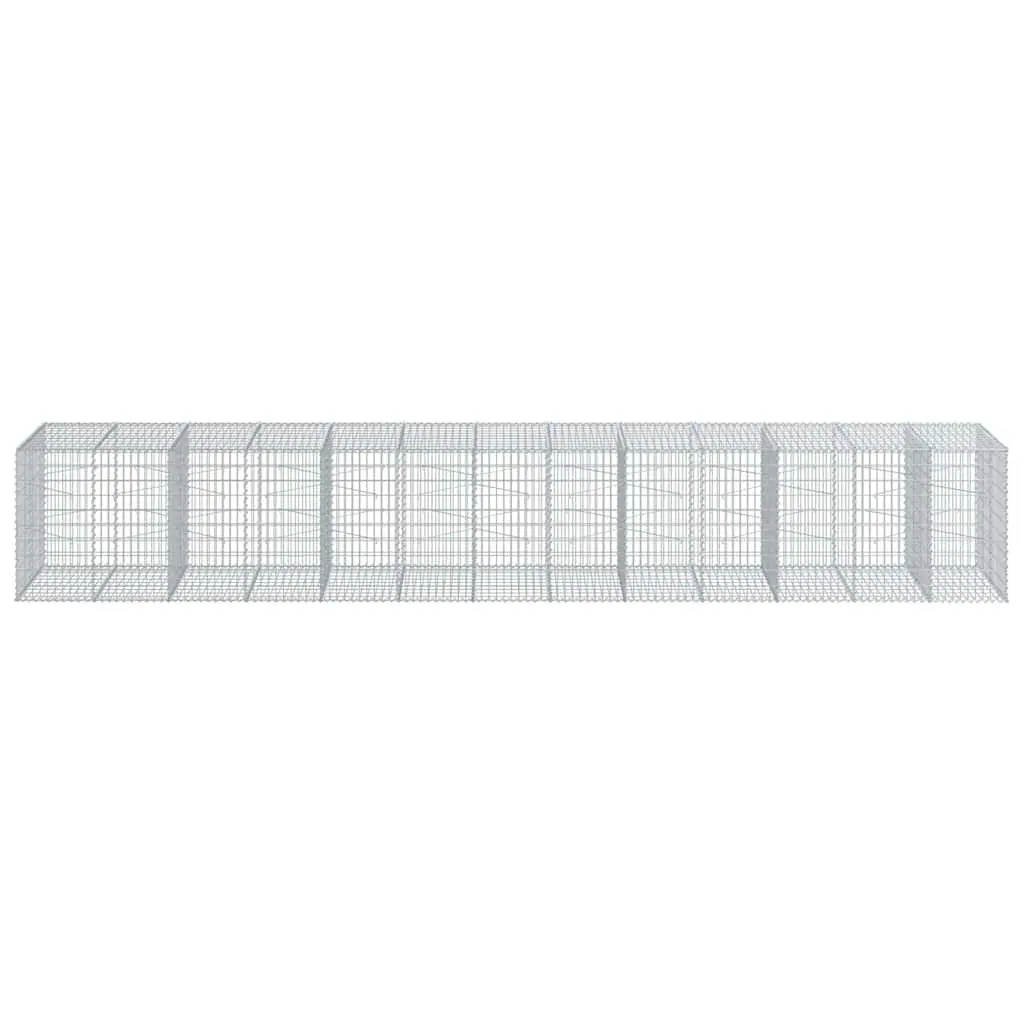 Gabion Basket Silver Galvanised Iron Wire 650x100x100 cm with Cover Outdoor Garden Landscaping