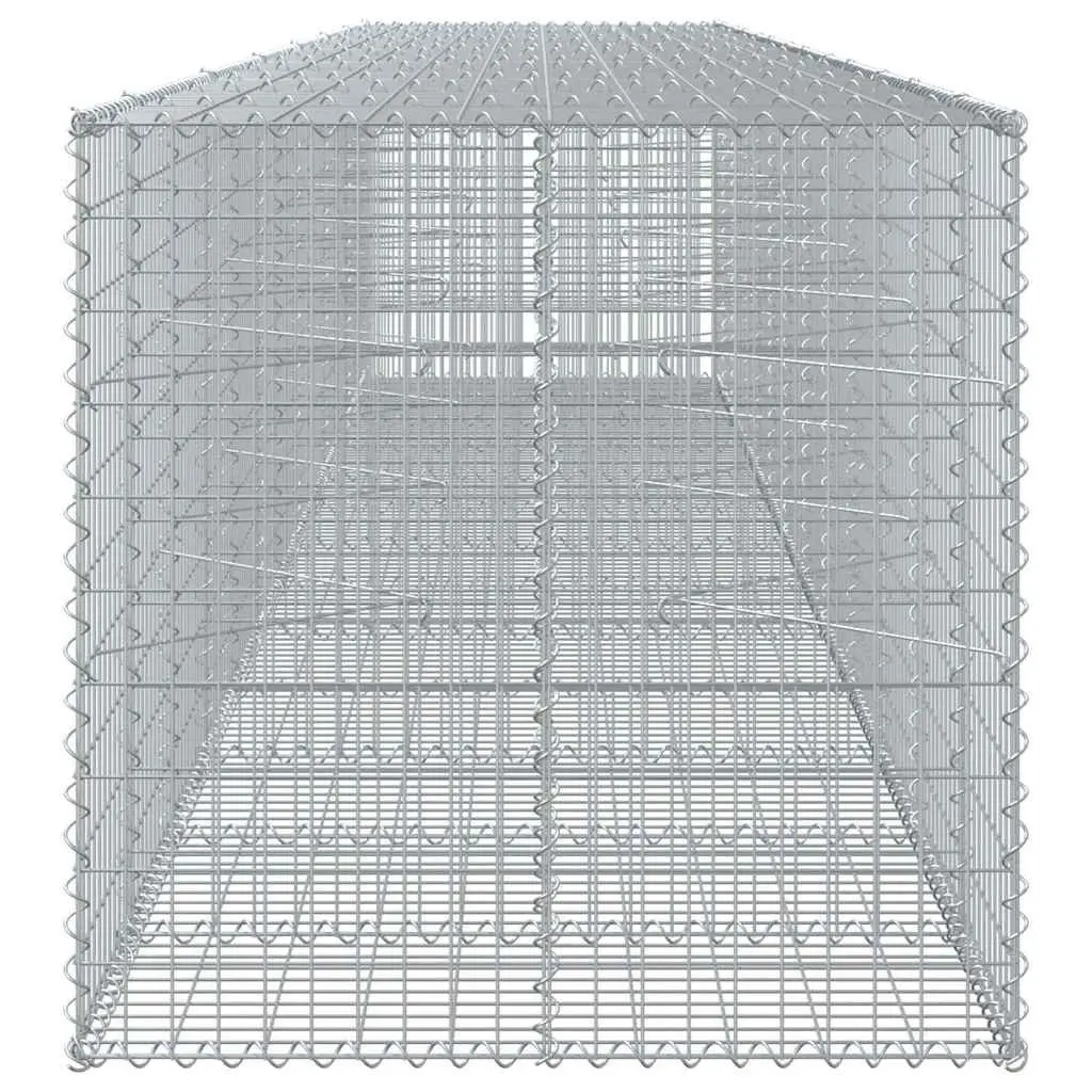 Gabion Basket Silver Galvanised Iron Wire 650x100x100 cm with Cover Outdoor Garden Landscaping
