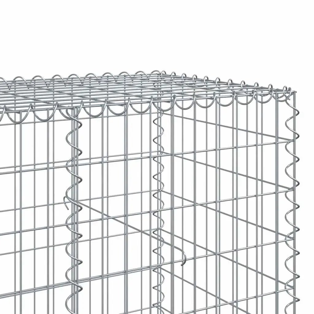 Gabion Basket Silver Galvanised Iron Wire 650x100x100 cm with Cover Outdoor Garden Landscaping