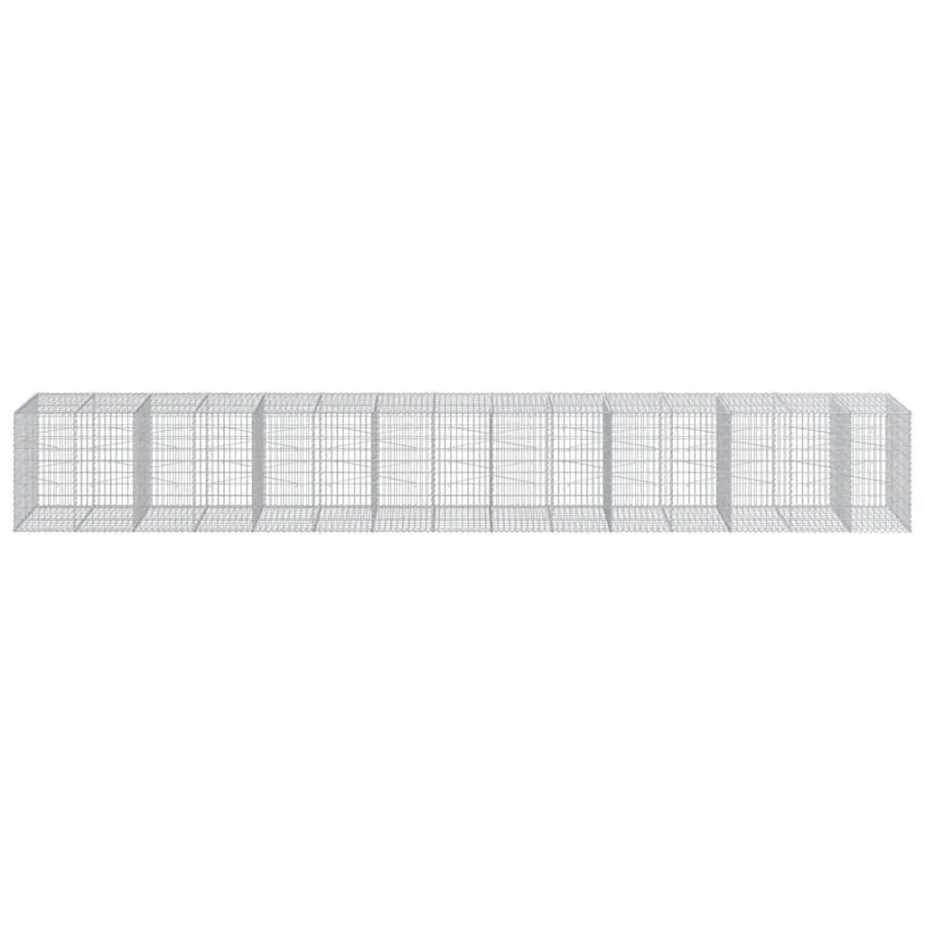 Gabion Basket 750x100x100 cm Galvanised Iron Wire with Cover for Garden Retaining and Outdoor Use