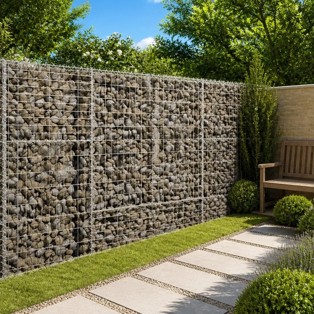 Gabion Basket 100x100x150cm Galvanised Iron Wire Garden Structure with Cover for Outdoor Landscaping