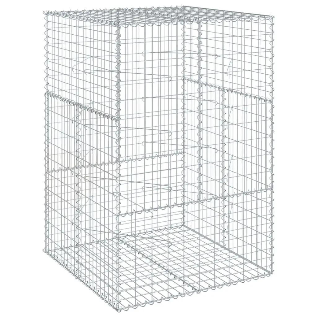 Gabion Basket 100x100x150cm Galvanised Iron Wire Garden Structure with Cover for Outdoor Landscaping