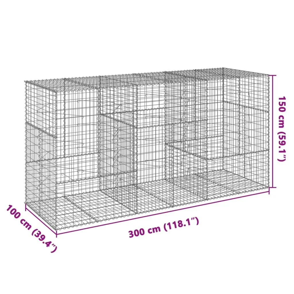 Gabion Basket Galvanised Iron Wire 300x100x150 cm Silver Outdoor Garden