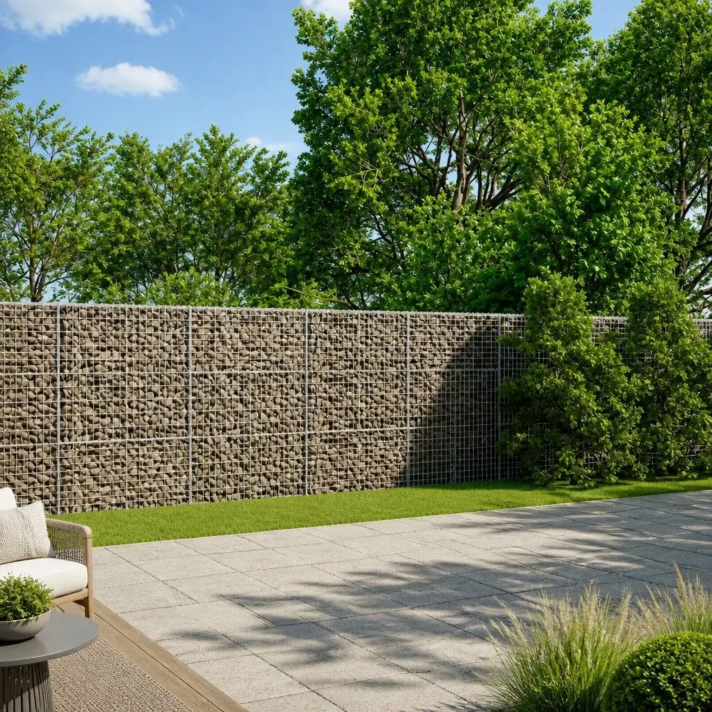 Gabion Basket Silver Metal 500x100x150cm Galvanised Iron Wire Garden Retaining Wall with Cover