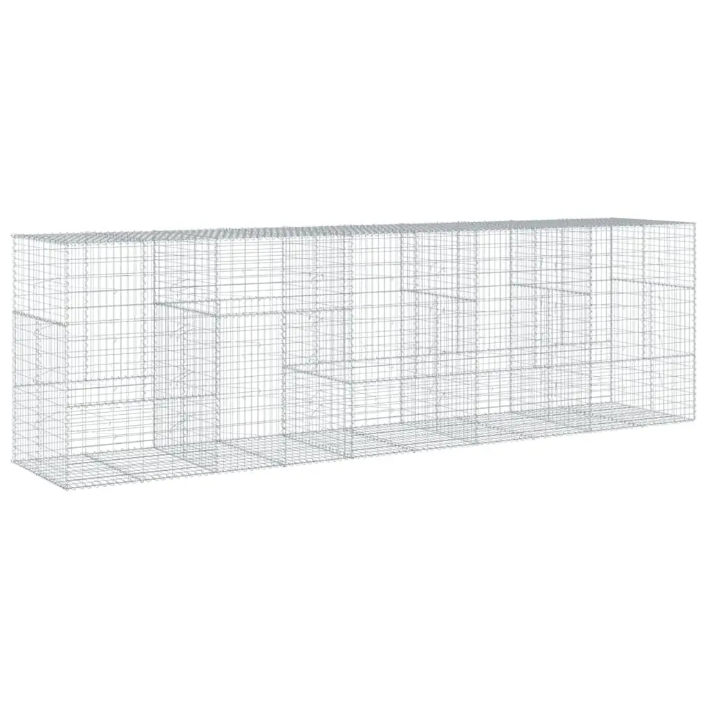 Gabion Basket Silver Metal 500x100x150cm Galvanised Iron Wire Garden Retaining Wall with Cover