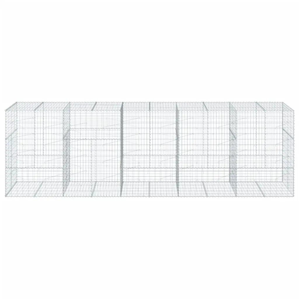 Gabion Basket Silver Metal 500x100x150cm Galvanised Iron Wire Garden Retaining Wall with Cover