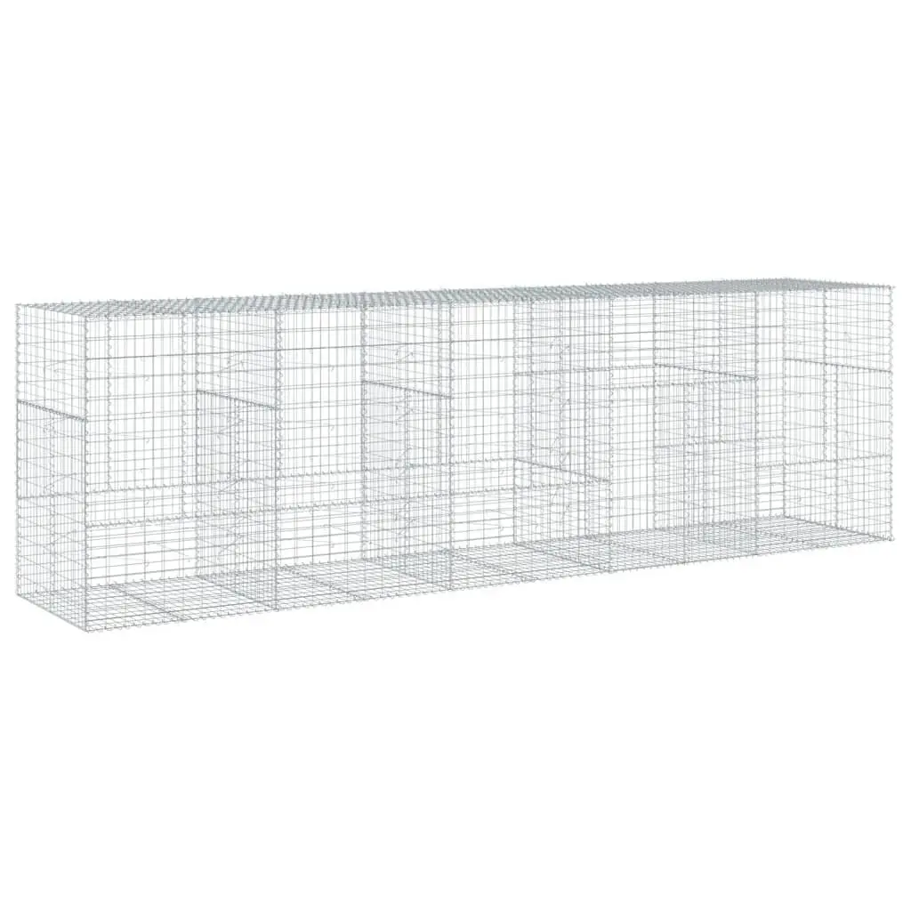 Gabion Basket Silver Metal 500x100x150cm Galvanised Iron Wire Garden Retaining Wall with Cover