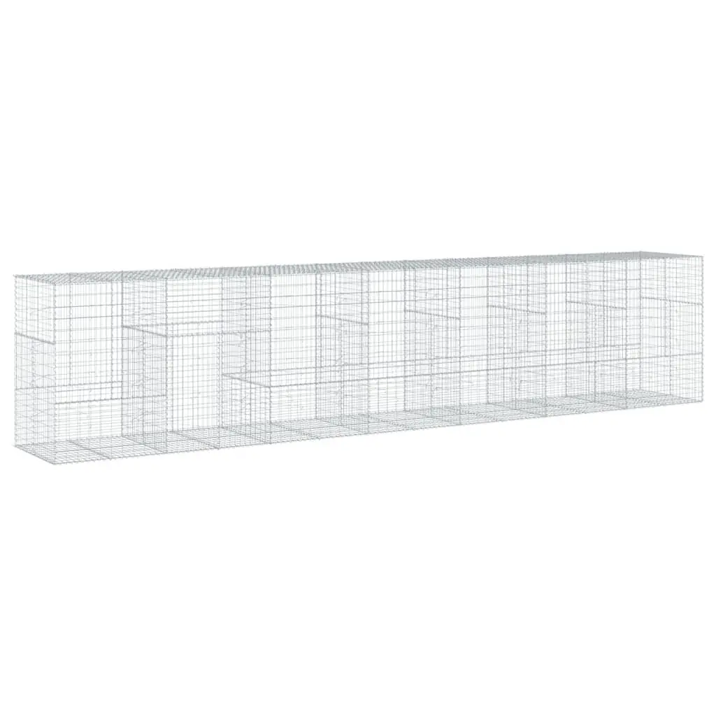 Gabion Basket Garden Cage Galvanised Iron Wire 700x100x150cm with Cover Silver