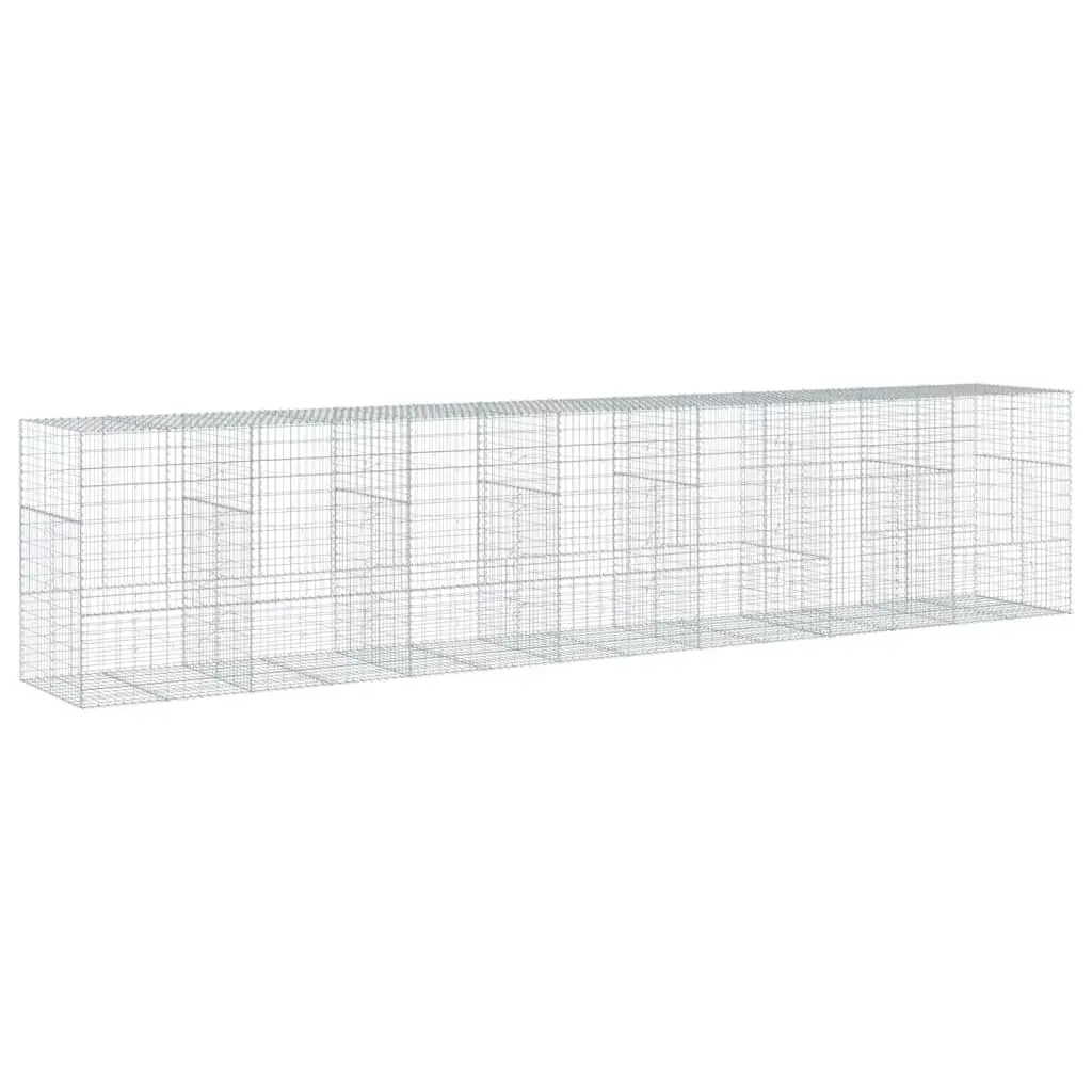 Gabion Basket Garden Cage Galvanised Iron Wire 700x100x150cm with Cover Silver