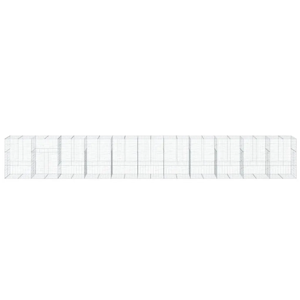 Gabion Basket Silver 1100x100x150 cm Galvanised Iron Wire with Cover for Outdoor Garden Landscaping