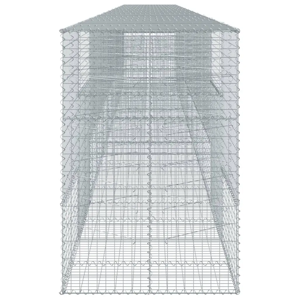 Gabion Basket Silver 1100x100x150 cm Galvanised Iron Wire with Cover for Outdoor Garden Landscaping