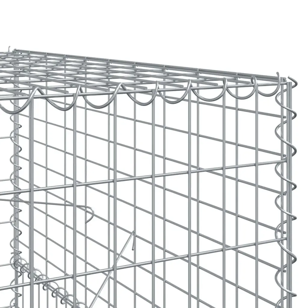 Gabion Basket Silver 1100x100x150 cm Galvanised Iron Wire with Cover for Outdoor Garden Landscaping