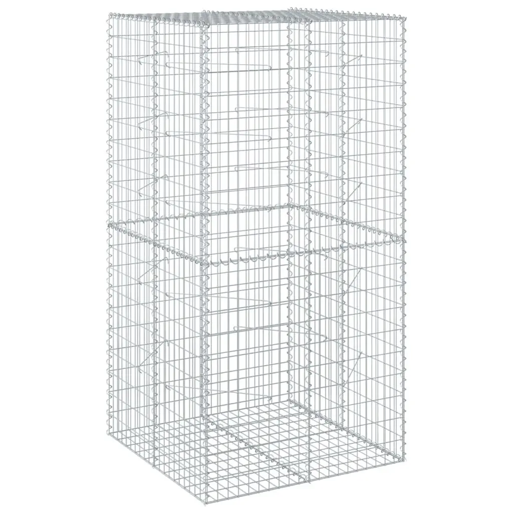 Gabion Basket 100x100x200cm Galvanised Iron Wire Silver Outdoor Garden Retaining Wall Cage with Cover