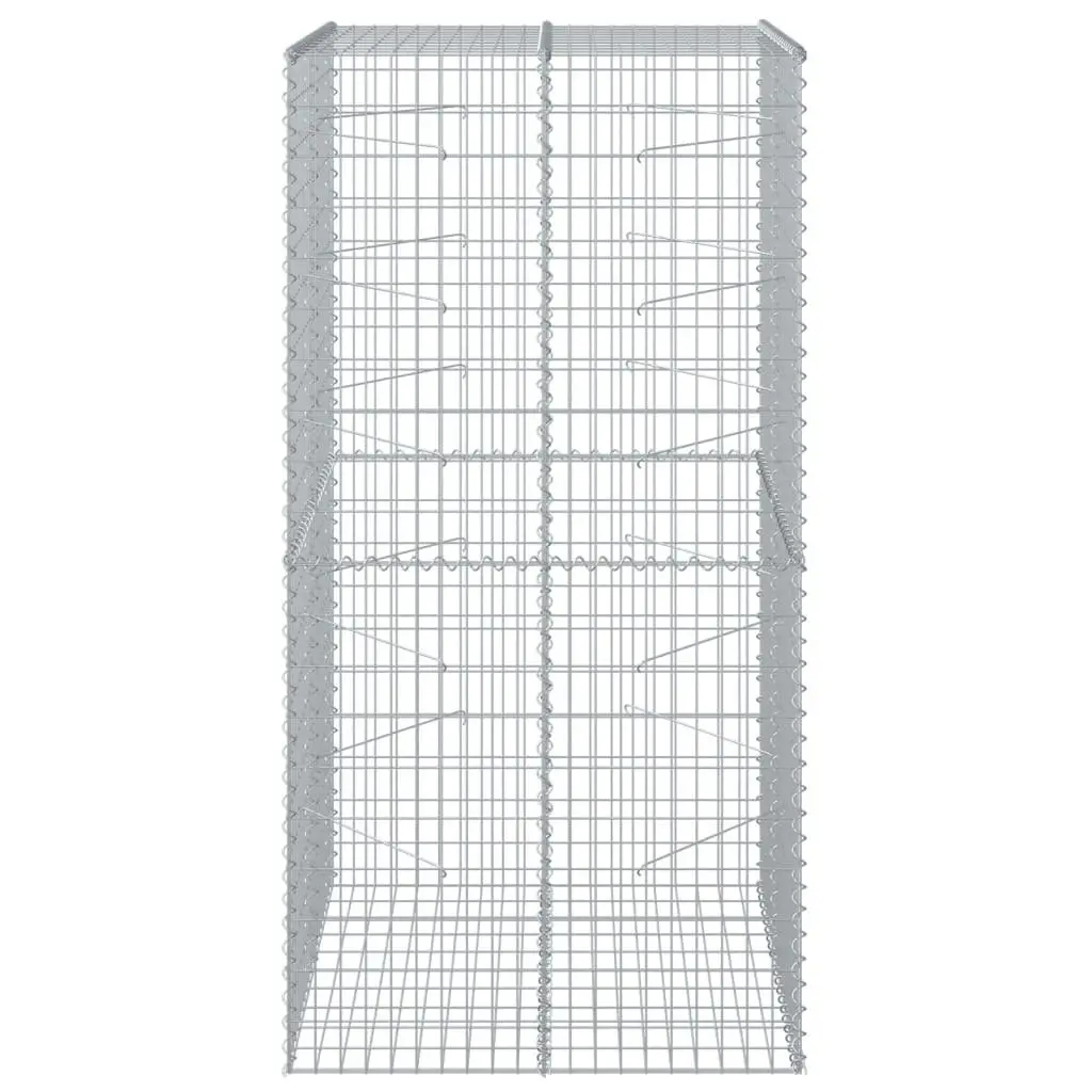 Gabion Basket 100x100x200cm Galvanised Iron Wire Silver Outdoor Garden Retaining Wall Cage with Cover