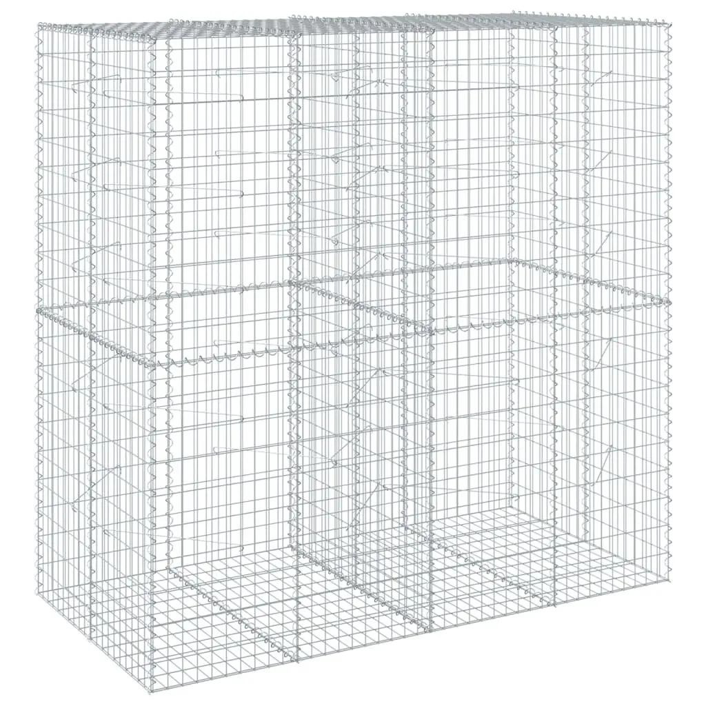 Gabion Basket Galvanised Iron Wire 200x100x200 cm Silver Outdoor Garden Retaining Wall Decor