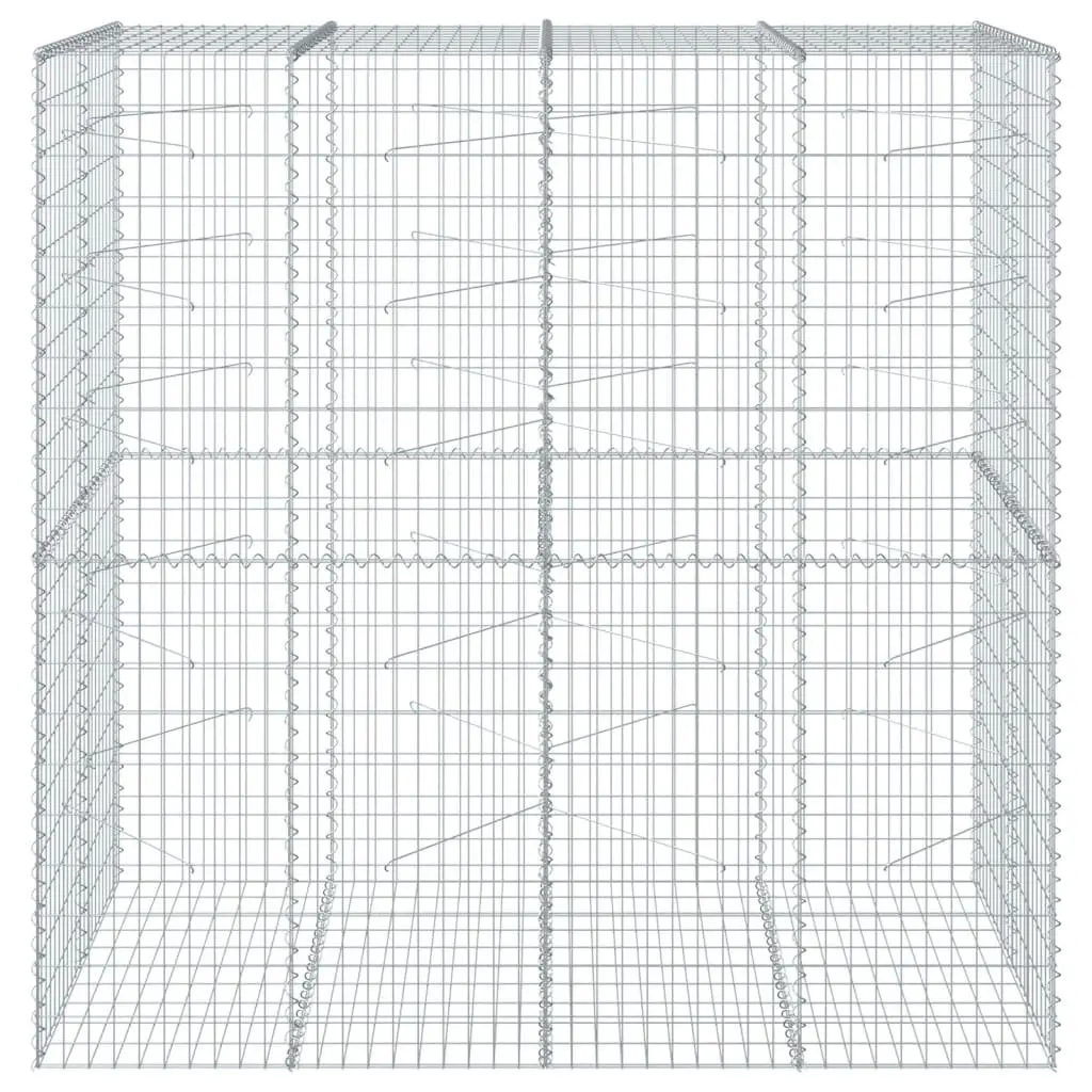 Gabion Basket Galvanised Iron Wire 200x100x200 cm Silver Outdoor Garden Retaining Wall Decor