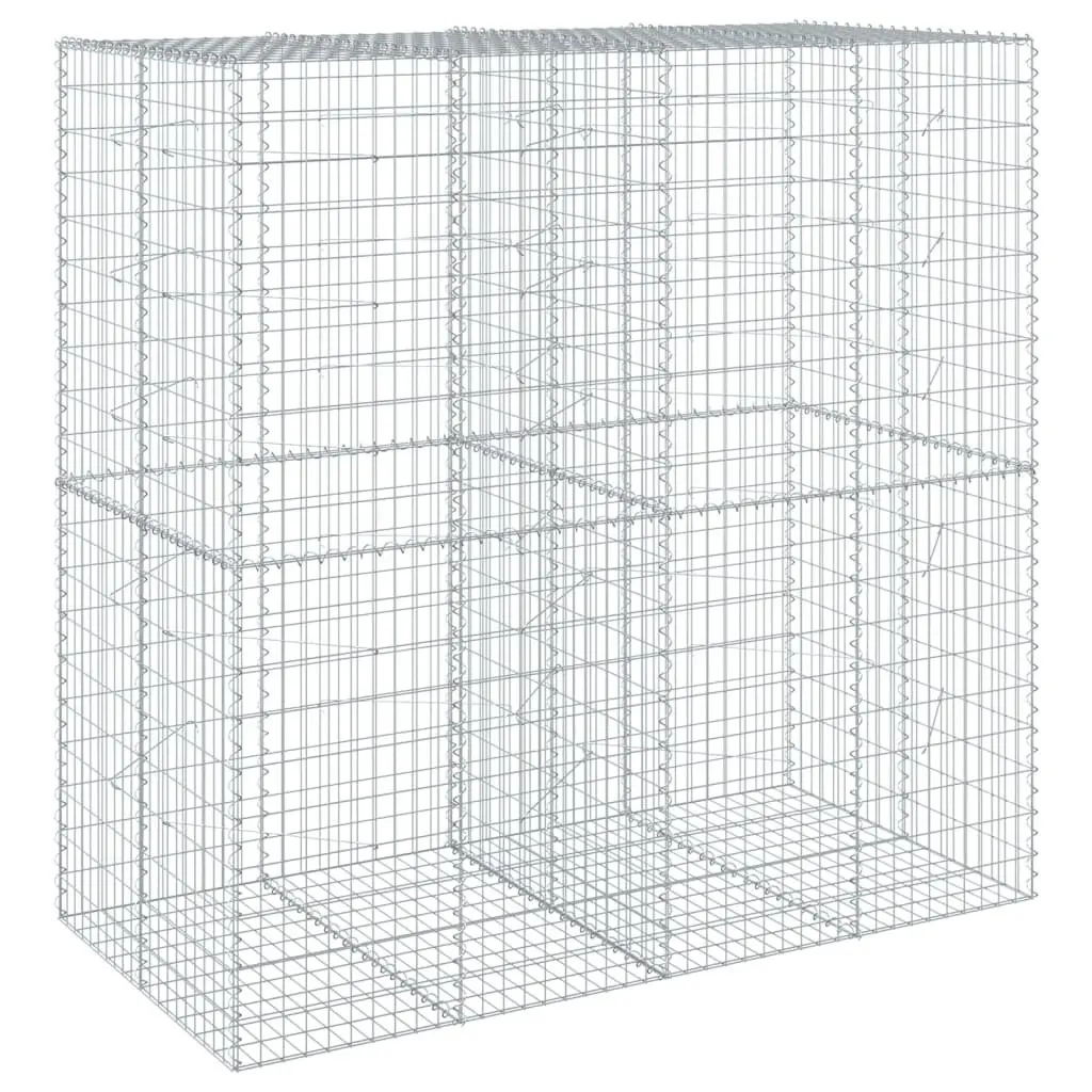 Gabion Basket Galvanised Iron Wire 200x100x200 cm Silver Outdoor Garden Retaining Wall Decor