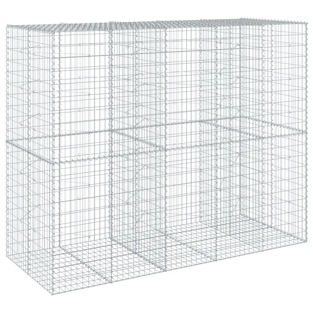Gabion Basket Galvanised Iron Wire 250x100x200 cm Silver with Cover