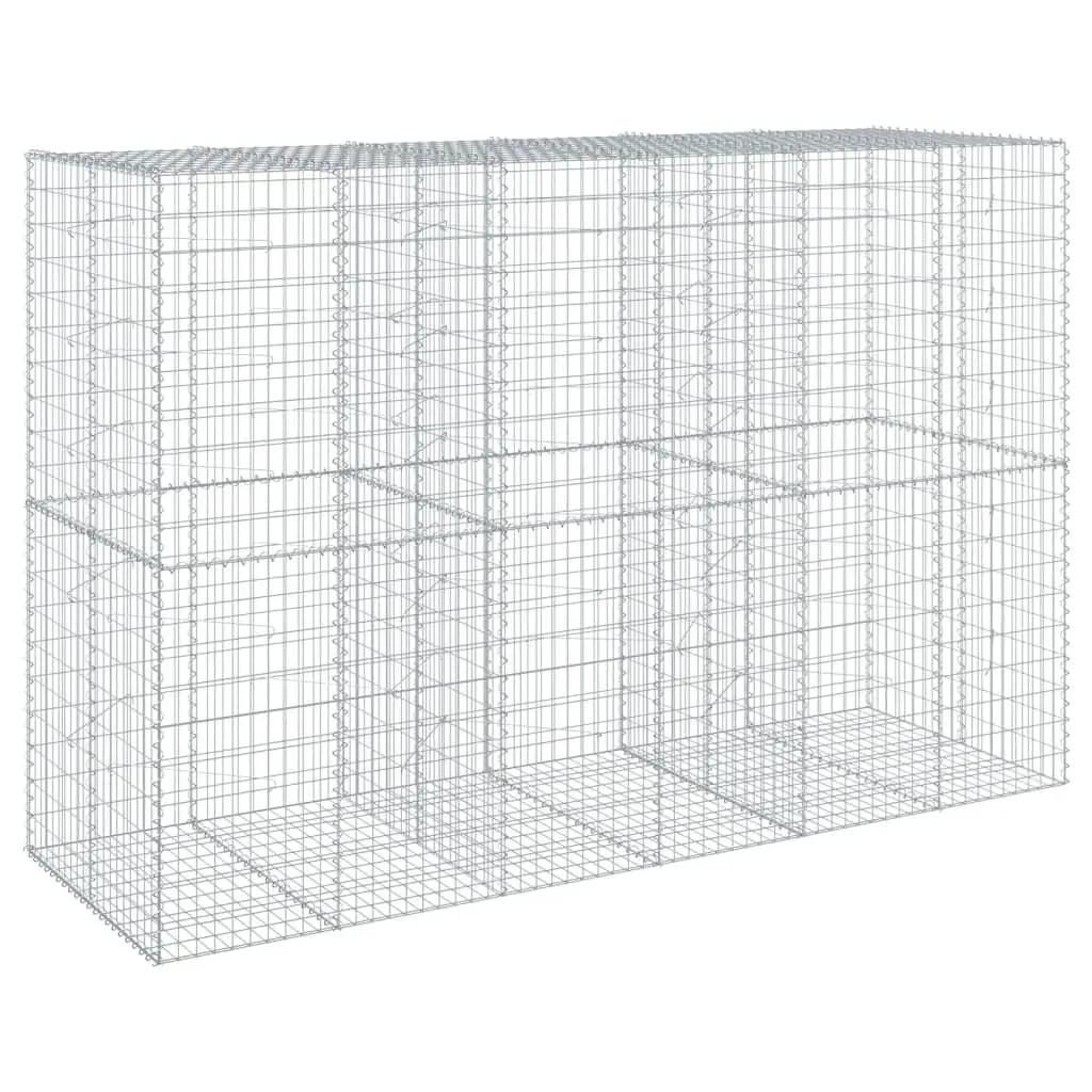 Garden Planter Galvanised Iron Wire 300x100x200cm Silver Gabion Basket with Cover