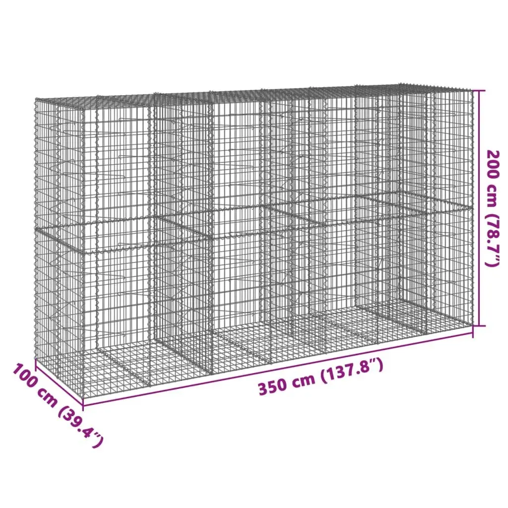 Gabion Basket Galvanised Iron Wire 350x100x200cm Silver Outdoor Retaining Wall Garden Landscaping