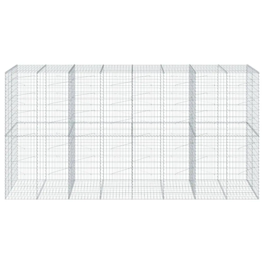 Gabion Basket 400x100x200 cm Galvanised Iron Wire Silver Outdoor Garden Retaining Wall with Cover