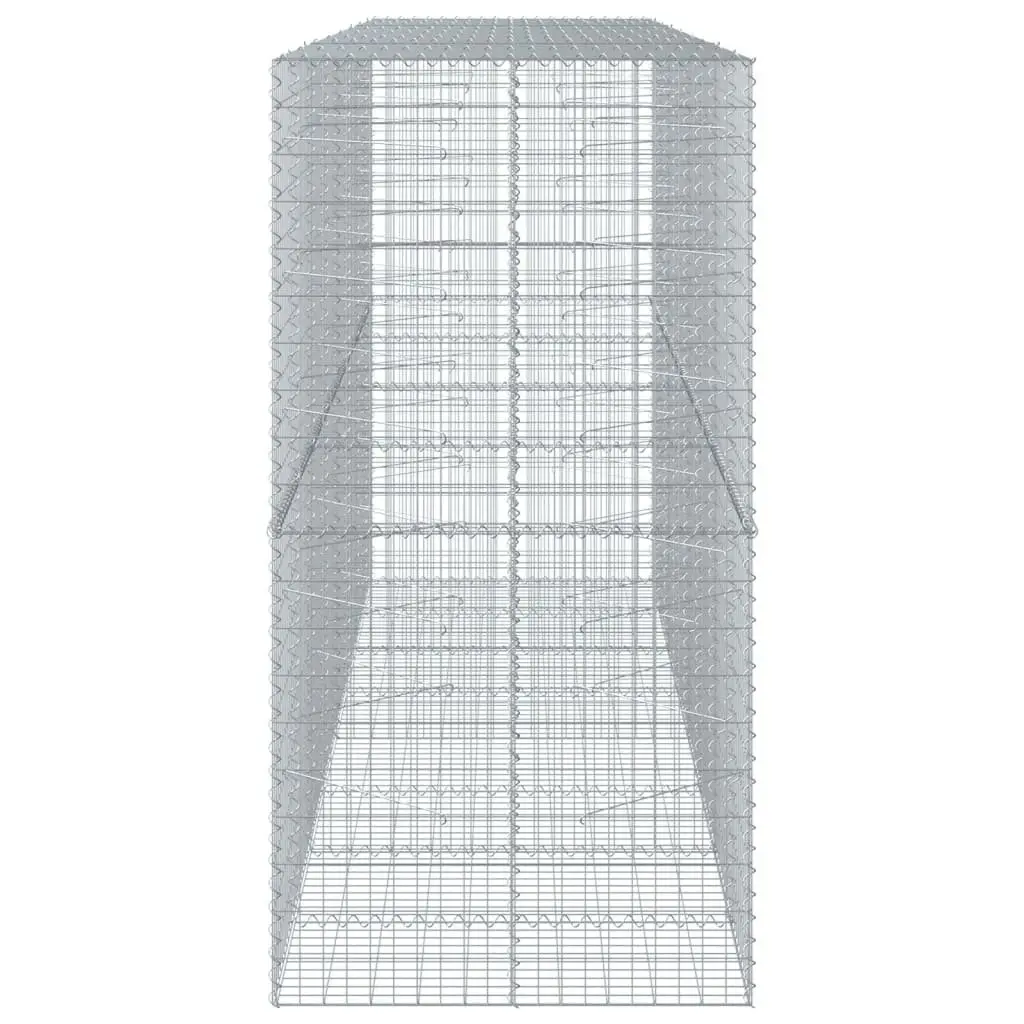 Gabion Basket 400x100x200 cm Galvanised Iron Wire Silver Outdoor Garden Retaining Wall with Cover