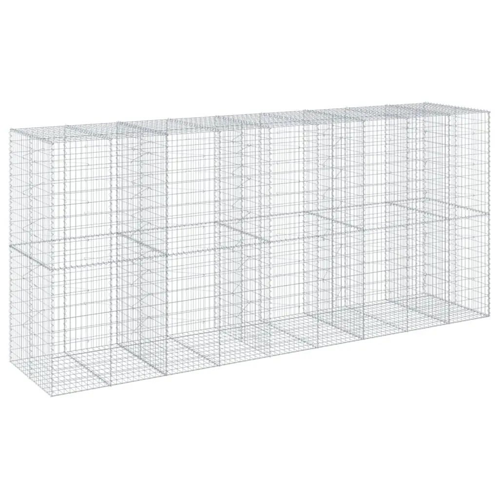 Gabion Basket 450x100x200 cm Silver Galvanised Iron Wire with Cover for Garden Landscaping and Retaining Wall