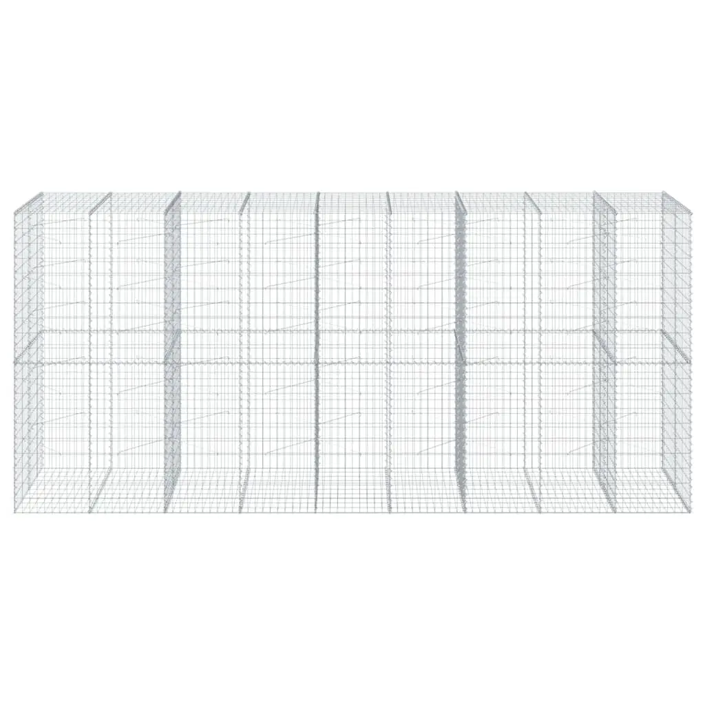 Gabion Basket 450x100x200 cm Silver Galvanised Iron Wire with Cover for Garden Landscaping and Retaining Wall