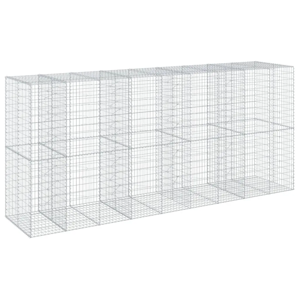 Gabion Basket 450x100x200 cm Silver Galvanised Iron Wire with Cover for Garden Landscaping and Retaining Wall